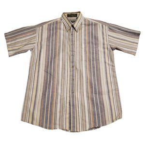 Loafers Striped Button Up Shirt Multi-color | Men's Large L Vintage 90s Stained